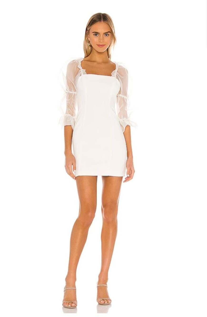 Amanda Uprichard Tia Puff Sleeve Mini Dress in Ivory